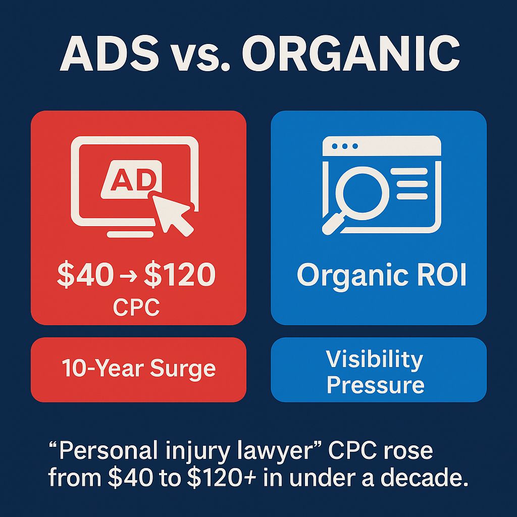 Personal injury lawyer’ CPC rose from $40 to $120+ in under a decade